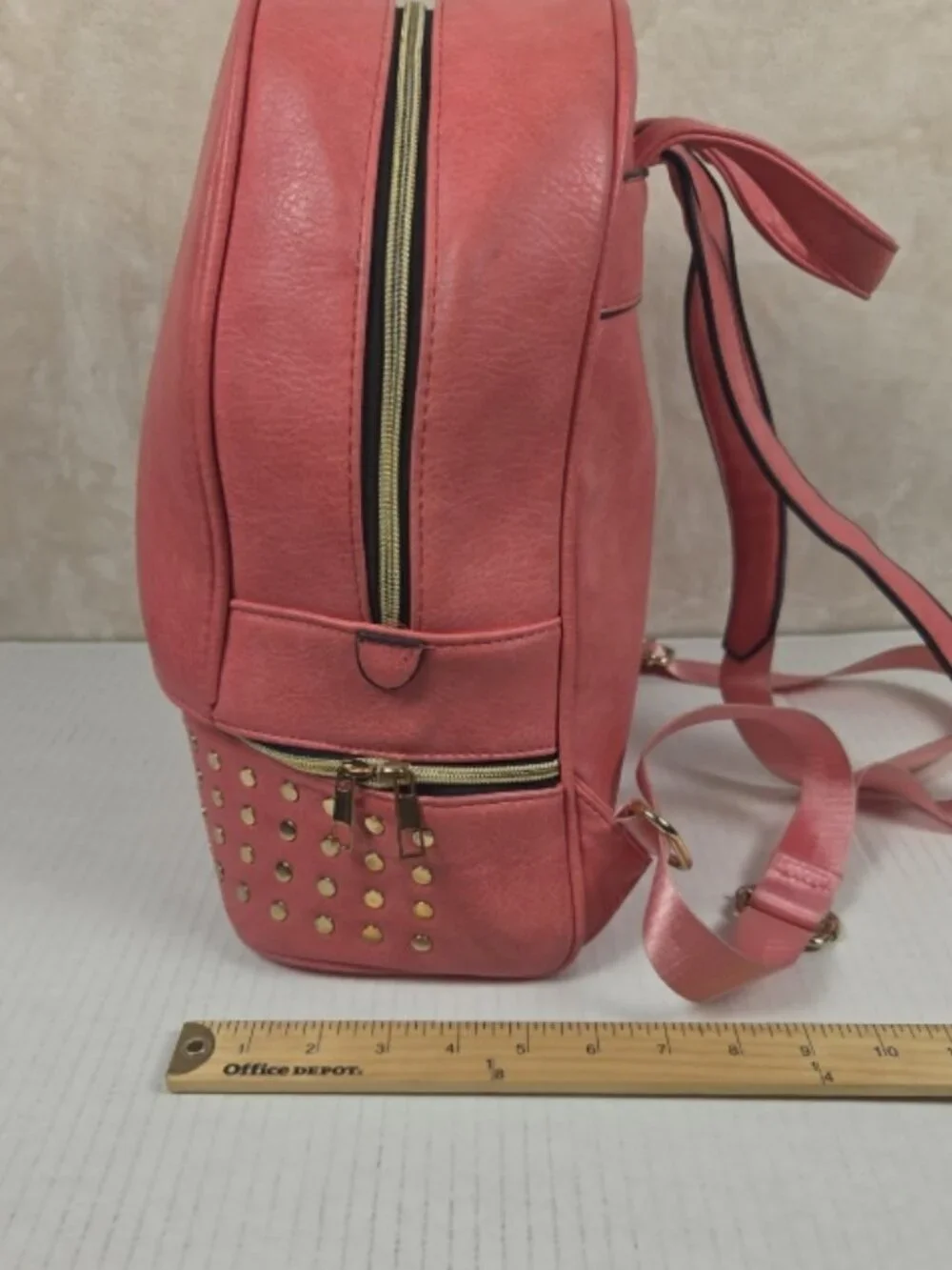 Pink Faux Leather Backpack 13x12x6